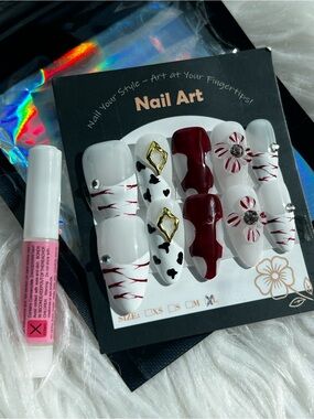 Press on nails size large handmade includes glue